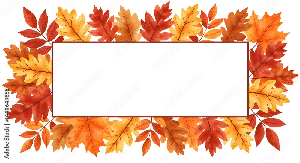 Autumn leaves border with a blank space for text. Perfect for fall-themed designs, invitations, or announcements.