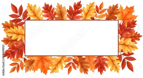 Obraz na płótnie Autumn leaves border with a blank space for text. Perfect for fall-themed designs, invitations, or announcements. w salonie