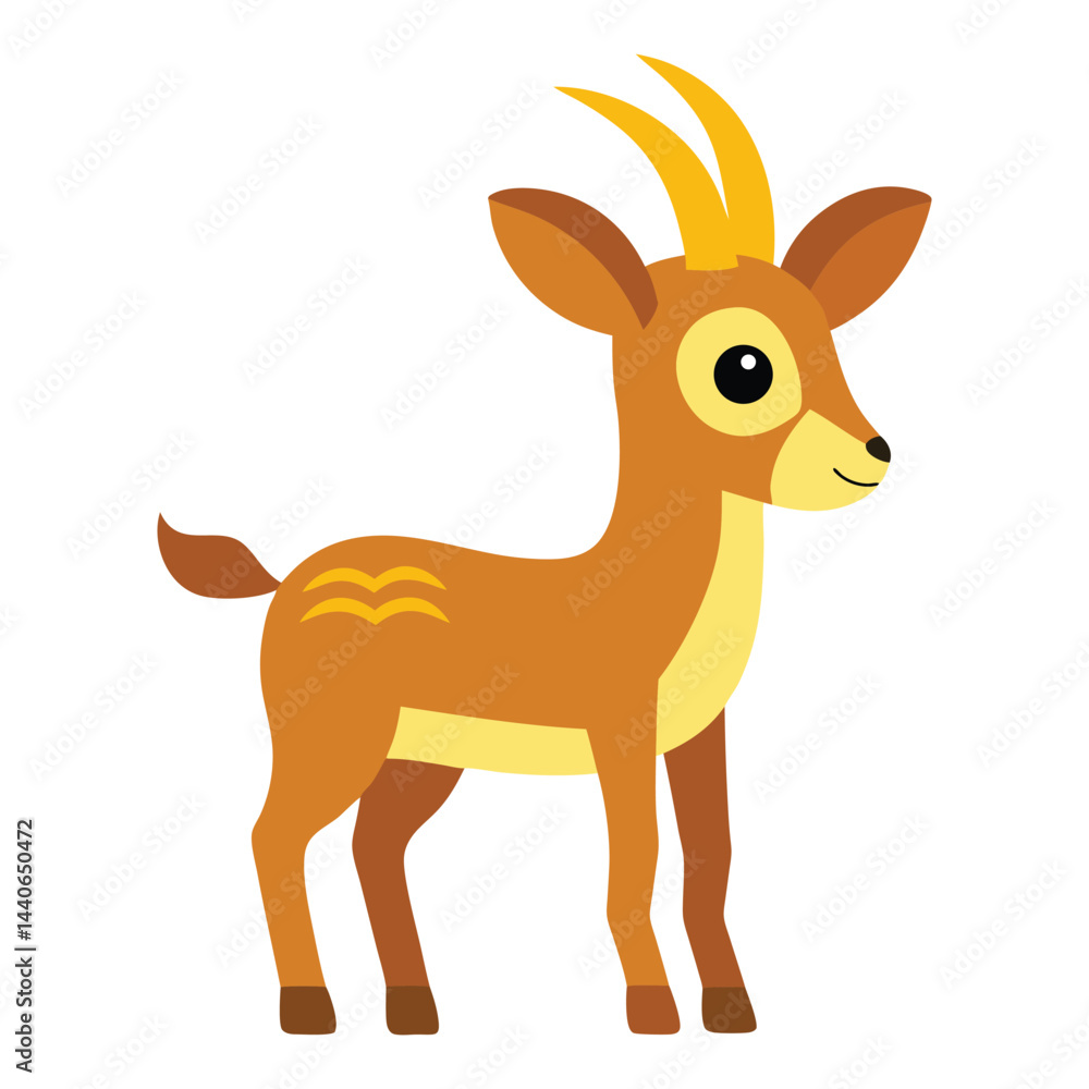 Cute cartoon antelope illustration with simple shapes and playful design style Cute cartoon antelope illustration with simple shapes and playful design style