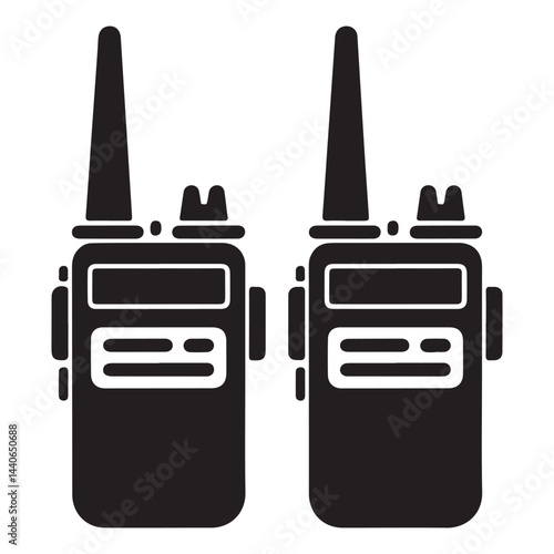 Walkie talkie Vector Black silhouettes, Walkie talkie icon. with white background