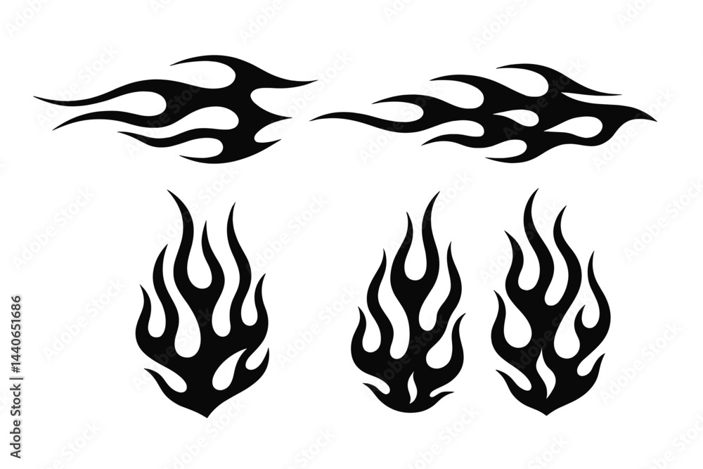 Naklejka premium Elegant black flame designs for artistic and decorative purposes on various surfaces