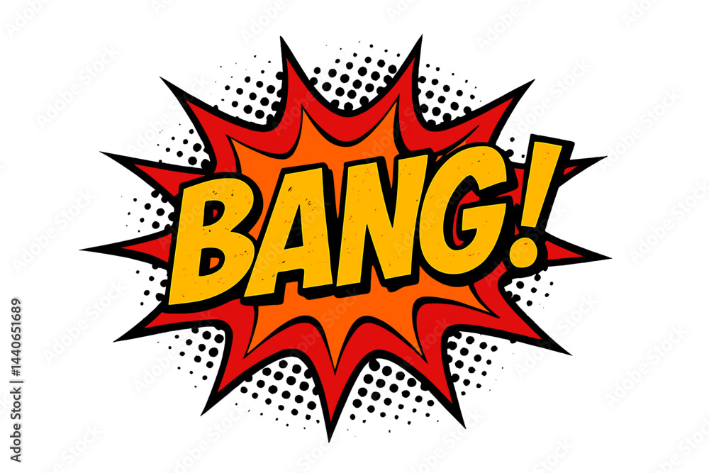 Explosive comic-style sound effect with vibrant colors and bold letters in a dynamic design Explosive comic-style sound effect with vibrant colors and bold letters in a dynamic design