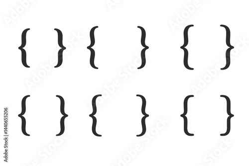 Creatively arranged curly brackets showcasing design patterns in a minimalistic style for digital or print projects