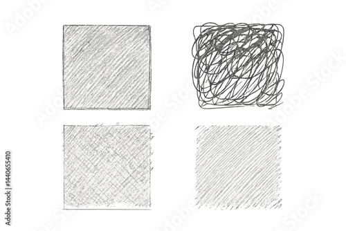 Different shading techniques with pencil sketches showcasing various textures and styles