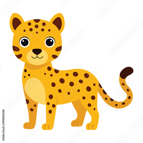 Cute cartoon leopard vector illustration for childrens books and educational materials