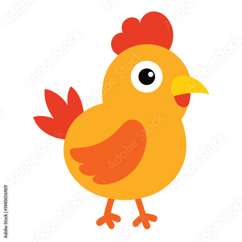 Cute cartoon chicken vector illustration bright cheerful farm animal design