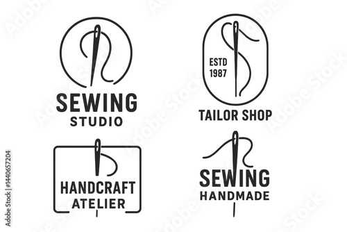 Unique logos showcasing creative sewing studio and tailor shop concepts designed for handmade craftsmanship since 1987