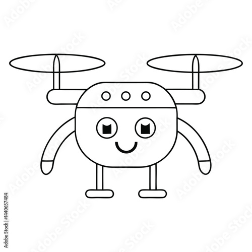Cute Cartoon Drone Coloring Page – Simple & Fun for Toddlers