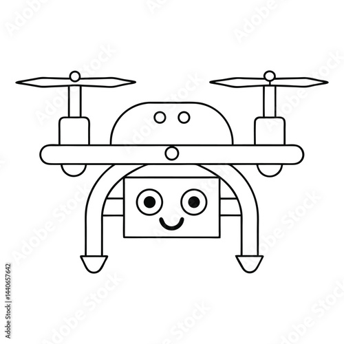 Cute Cartoon Drone Coloring Page – Simple & Fun for Toddlers