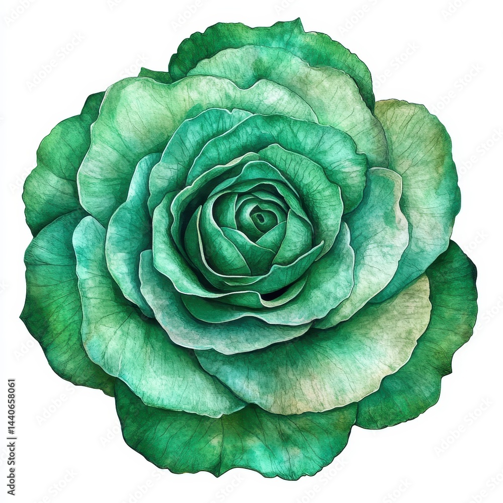 Fototapeta premium Intricate Close-Up of a Beautiful Green Cabbage with Detailed Leaf Texture Captured in a Studio Setting for Natural Food Representations