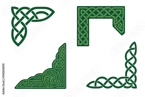 Unique Celtic knot designs featuring intricate patterns and vibrant green colors highlighted in the artwork