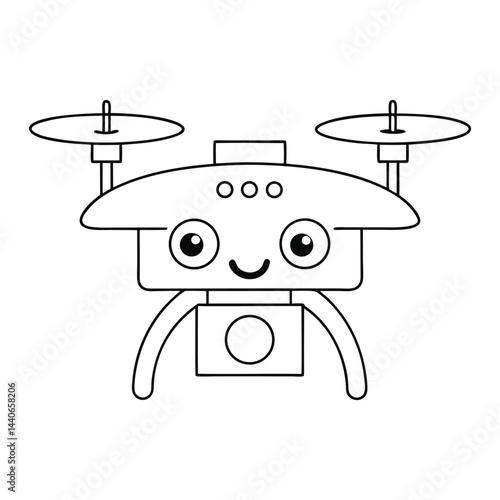 Cute Cartoon Drone Coloring Page – Simple & Fun for Toddlers