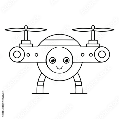 Cute Cartoon Drone Coloring Page – Simple & Fun for Toddlers