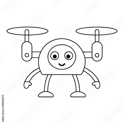 Cute Cartoon Drone Coloring Page – Simple & Fun for Toddlers