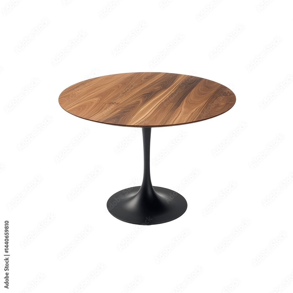 Modern Walnut Tulip Dining Table with Black Pedestal Base Modern Walnut Tulip Dining Table with Black Pedestal Base
