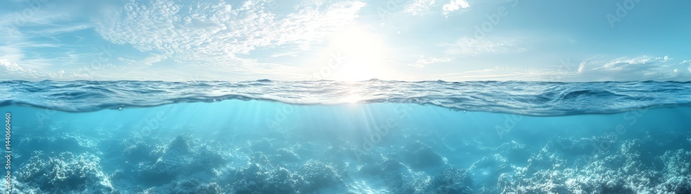 Fototapeta premium 360 degree hdr ocean view seascape underwater environment sunlit horizon
