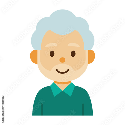 Cartoon illustration of senior man with gray hair and beard smiling