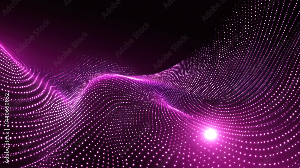 Abstract pink glowing wave particles background. Abstract pink glowing wave particles background.