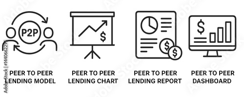 Information on peer to peer lending models with charts and reports displayed during a financial seminar