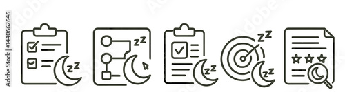 Illustration showing various stages of task management and evaluation process at night