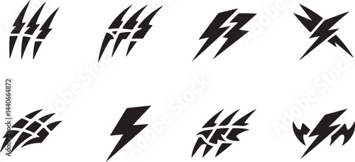 Illustration of Lightning Bolt Icon with Electric Power Strikes Silhouette Vector for Energy, Storm, and Danger Designs
