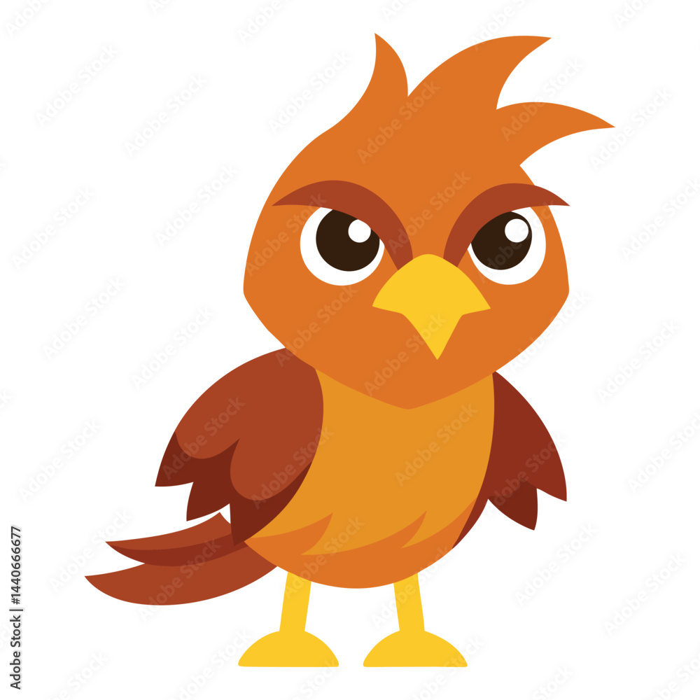 Fototapeta premium Cartoon orange bird character vector illustration isolated on white background digital art