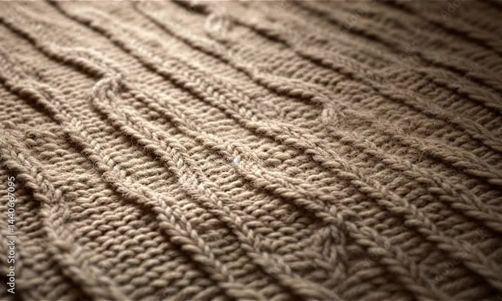 Close-up of textured knitted fabric showcasing intricate patterns and warm tones, ideal for fashion Close-up of textured knitted fabric showcasing intricate patterns and warm tones, ideal for fashion