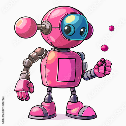 Bubble gum robot isolated white background 