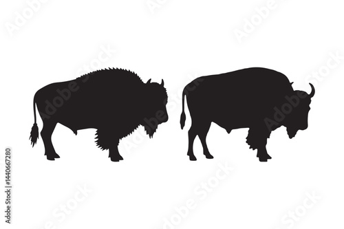 Bison Buffalo Silhouette Vector Illustration Wild Animal Profile Art