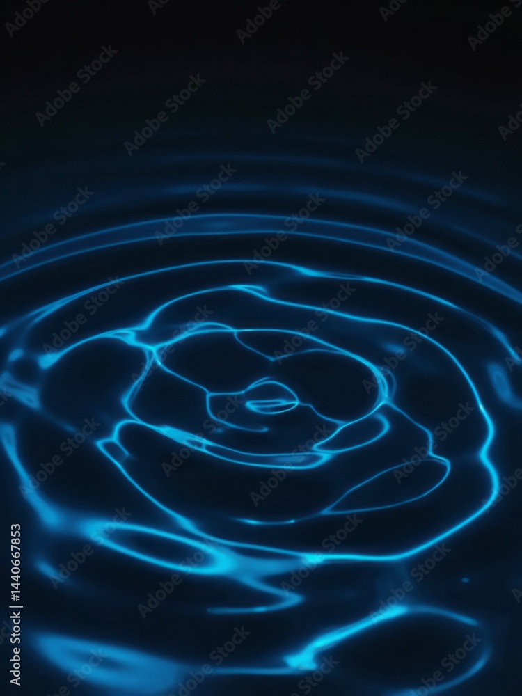 Soft ripple effect in liquid surface captured under blue neon light Futuristic