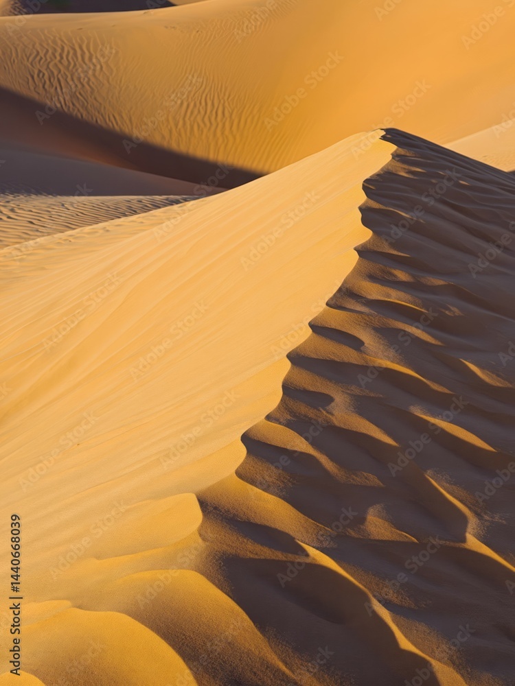 Smooth sand texture sculpted into soft waves by wind Close crop, natural minim