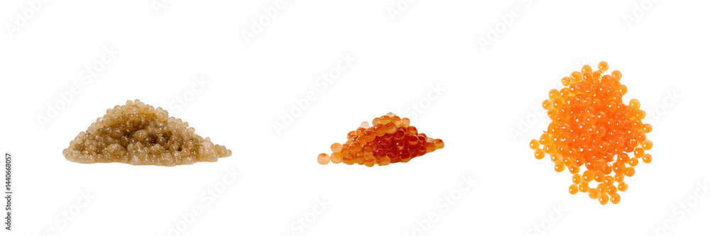 Set of Roe (Fish Eggs) in a Small Neat Pile, on White or transparent background