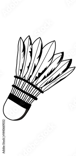 Minimalist Shuttlecock Illustration Black and White Graphic for Sports and Recreational Activities