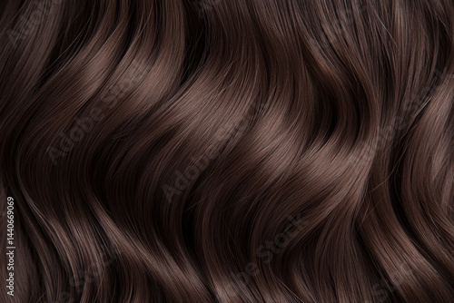 Close-up of brown hair shining in sunlight, styled in loose waves.