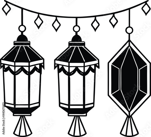 silhouette of waisak celebration lantern decoratio (2).eps