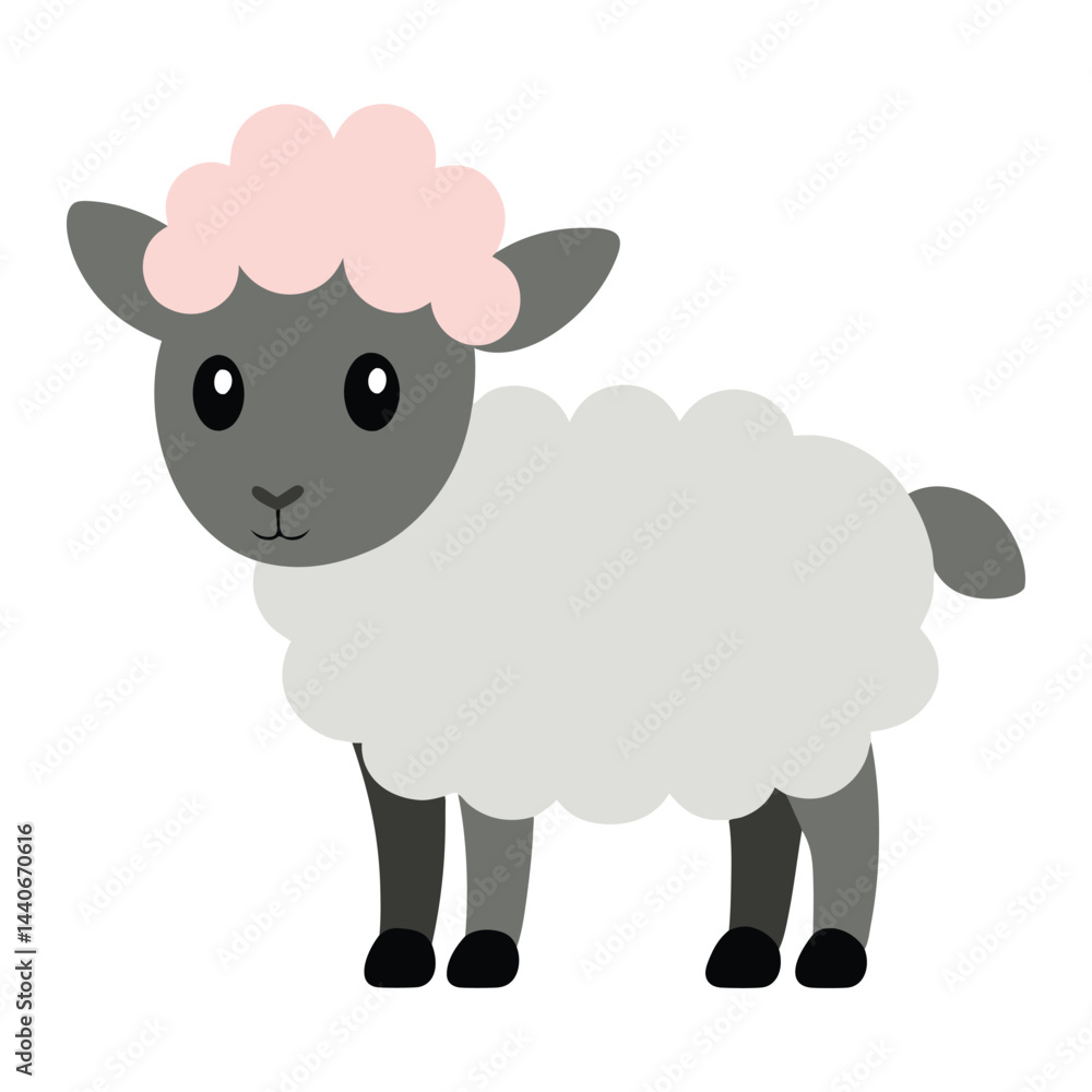Obraz premium Cute cartoon sheep illustration standing on white background isolated vector