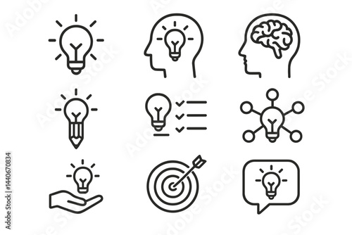 Creative ideas illustrated with light bulbs and brain concepts showcasing the process of innovation and brainstorming