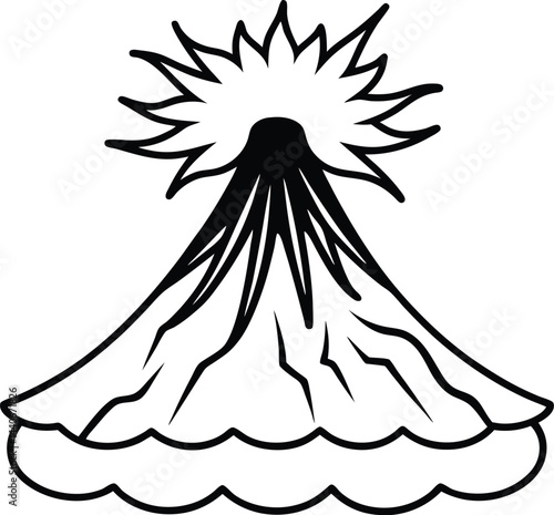 silhouette of volcano eruption vector design