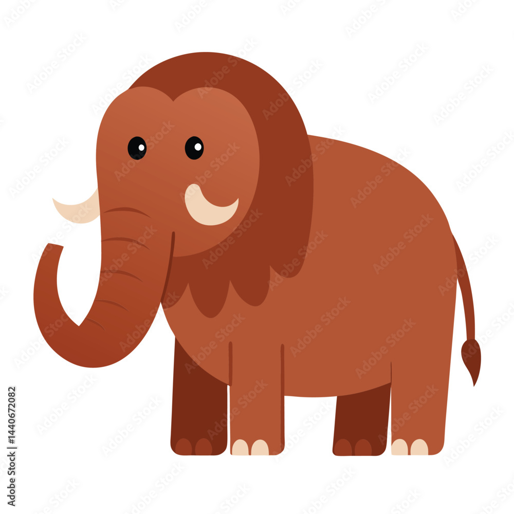 Fototapeta premium Isolated cartoon woolly mammoth illustration with simple and clean design on white background