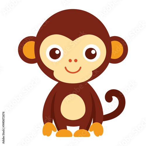 Cute cartoon monkey vector illustration for kids and educational resources design