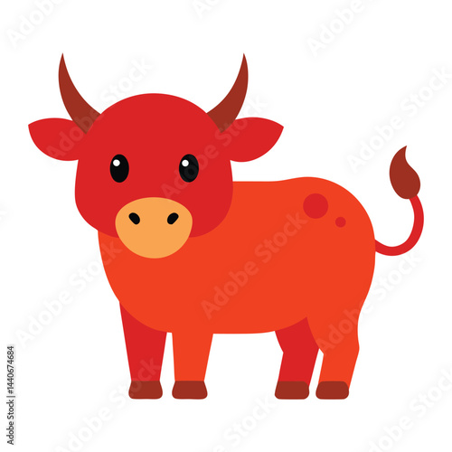 Cute cartoon red bull animal illustration graphic vector design element