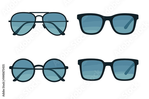 Various styles of sunglasses featuring different shapes and colors for stylish summer looks
