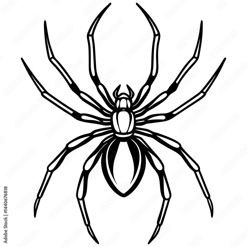 Minimalist Black Widow Spider Vector Line Art Minimalist Black Widow Spider Vector Line Art