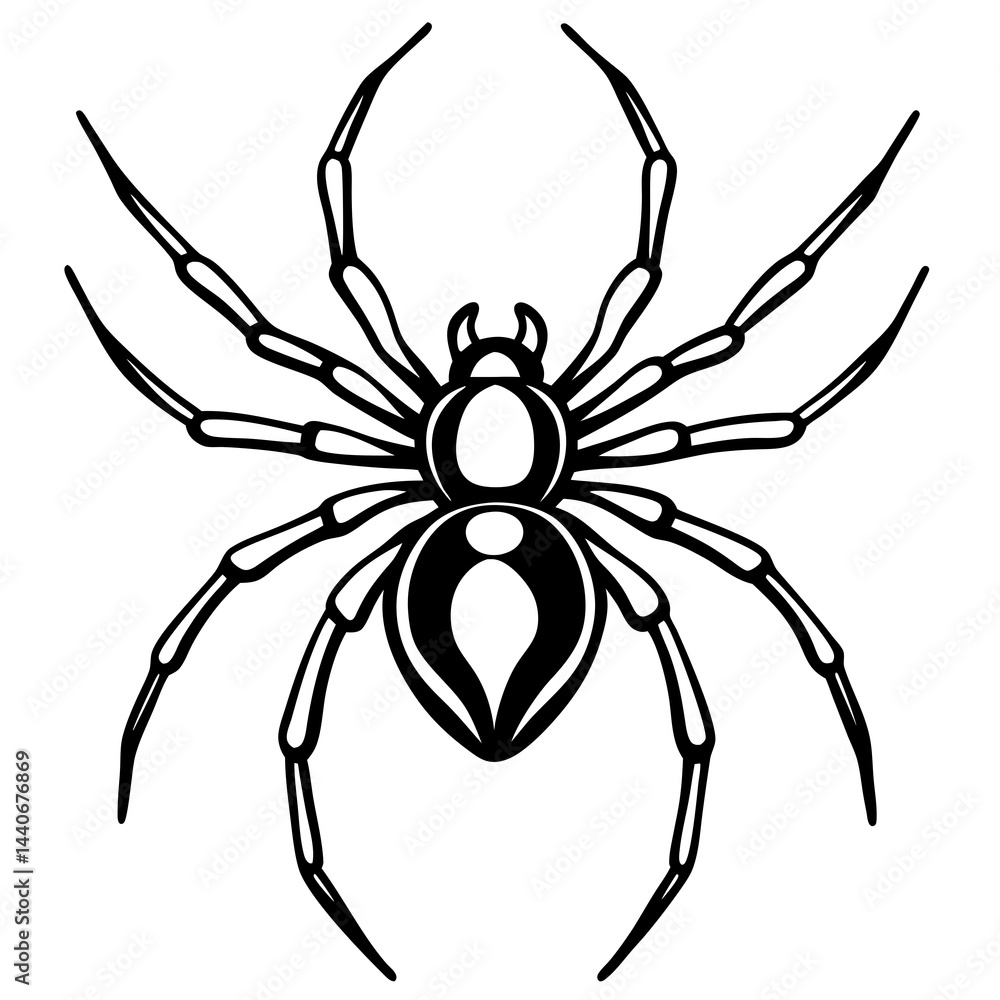Minimalist Black Widow Spider Vector Line Art Minimalist Black Widow Spider Vector Line Art