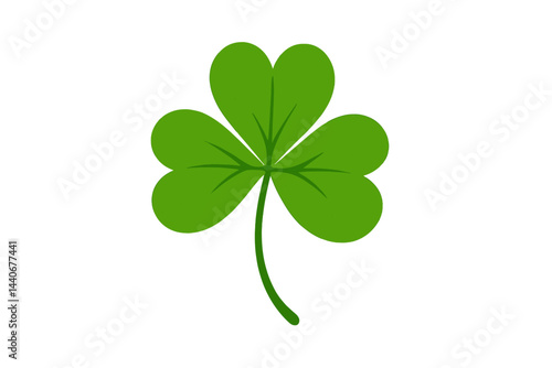 Green four-leaf clover symbolizing luck and good fortune against a white background
