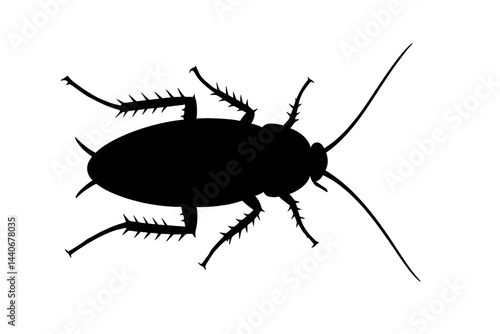 Silhouette of a cockroach showcasing its features and anatomy, ideal for educational purposes in pest control discussions