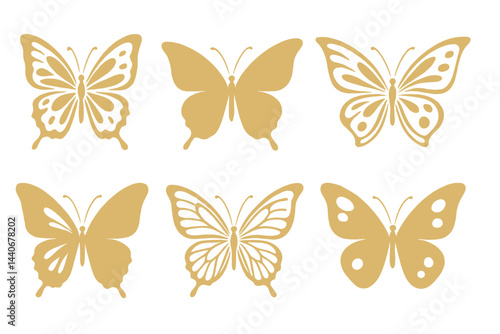 Golden butterfly designs for decorative and craft purposes showcasing elegance and beauty in various styles