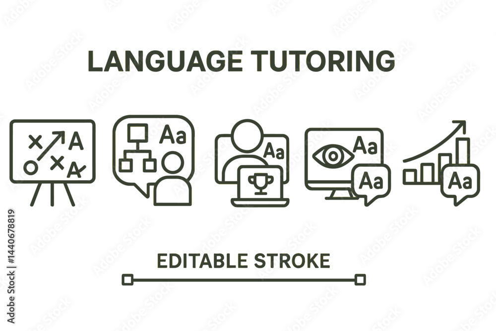 Language tutoring sessions illustrated with engaging activities and interactive elements for learners of all levels Language tutoring sessions illustrated with engaging activities and interactive elements for learners of all levels