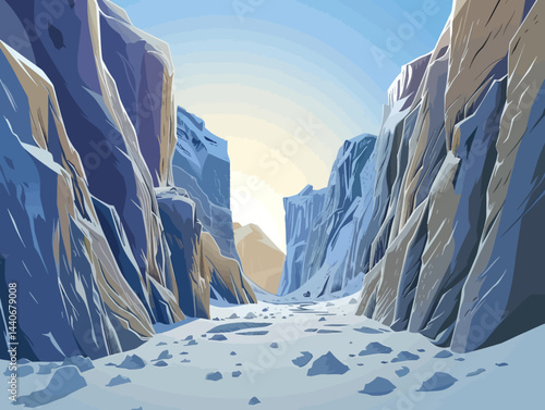 Vector illustration of a snow canyon 