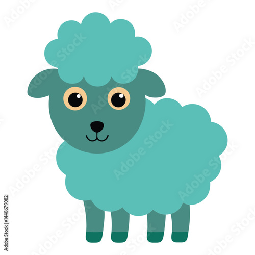 Cute cartoon sheep illustration for children education and farm animal themes